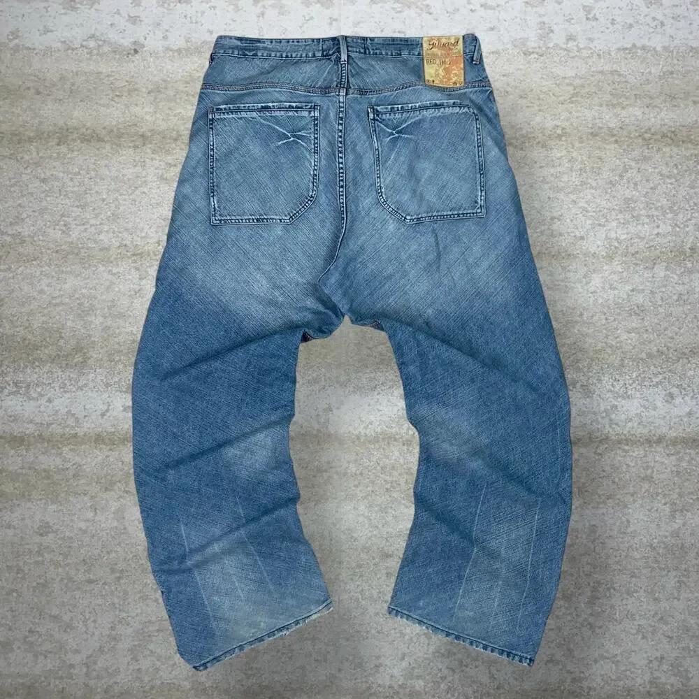 Vintage Y2K MFG Girbaud Skater Jeans 44x34 Baggy Wide Leg Light Wash Denim